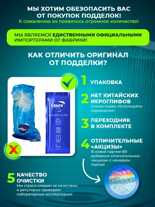 BR water Фильтр для воды и душа+ 2 сменных катриджа, белый, фото 2