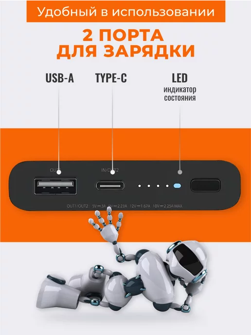 Xiaomi Внешний аккумулятор Повербанк с беспроводной зарядкой, черный, фото 3