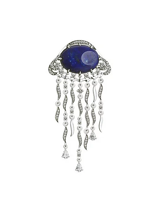 JEWELRY Брошь серебряная на одежду медуза, серебристый