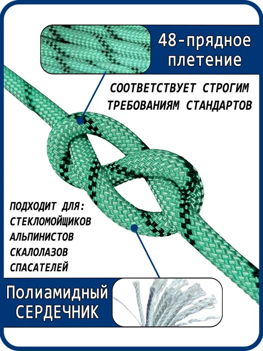 АзотХимФортис Верёвка статическая 12мм - 15м сверхпрочная Fortis, 10 м, фото 2