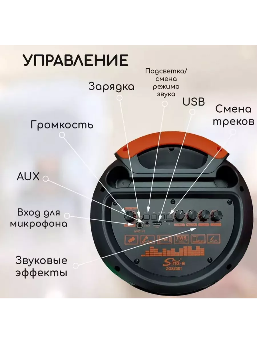 Беспроводная колонка 8301 акустическая система 60Вт ZQS 202769394 купить в  интернет-магазине Wildberries