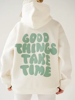 Худи оверсайз с принтом GOOD THINGS TAKE TIME и начесом ТЕЛОДВИЖЕНИЯ 202779218 купить за 1 653 ₽ в интернет-магазине Wildberries