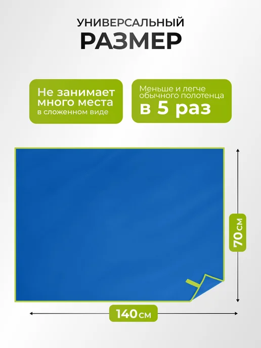 Canopy Полотенце спортивное быстросохнущее для бассейна микрофибра, синий, фото 2
