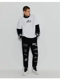 Чёрные брюки Jogger с принтом Gloria Jeans 202840020 купить за 573 ₽ в интернет-магазине Wildberries