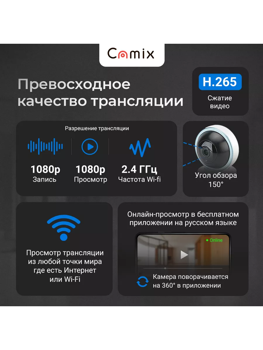 Скрытая камера видеонаблюдения WiFi IP Camix Q11 поворотная Camix 203095174  купить за 7 199 ₽ в интернет-магазине Wildberries