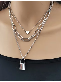 Цепочка с замком серебристая-колье женское Premium Jewelry iRi GIFTS 203157613 купить за 189 ₽ в интернет-магазине Wildberries