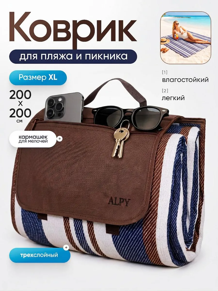 Коврик пляжный для пикника и пляжа