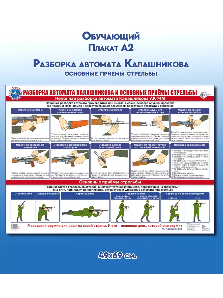 Обучающий плакат Автомат Калашникова сборка и стрельба ТЦ СФЕРА 203276210  купить за 205 ₽ в интернет-магазине Wildberries