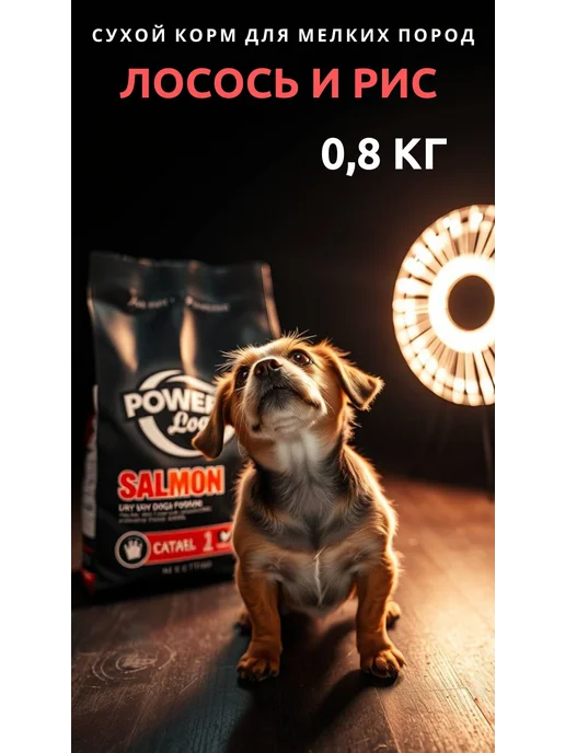 Сухой корм PowerDogLife Кг. для собак, мелкие, лосось, 0,8 кг