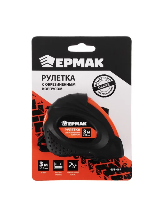 ЕРМАК Рулетка 3 метра х 16 мм обрезиненный корпус, 3 м, фото 2
