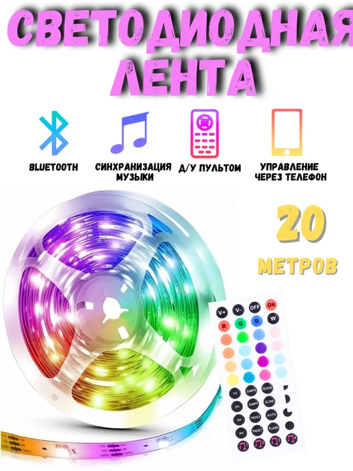 SUNSUUUUSS Светодиодная лента 20 метров с пультом RGB LED