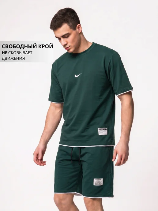 ALINAA-SHOP Костюм спортивный летний футболка и шорты, зеленый, фото 3