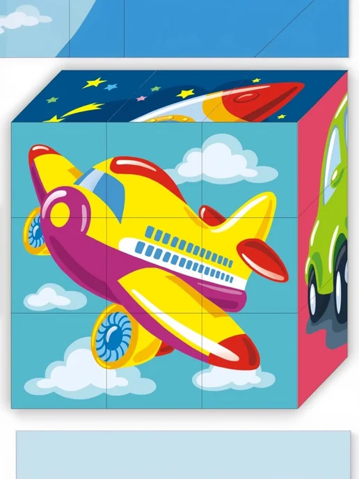 Игронью Кубики детские "Транспорт для малыша", желтый, фото 2
