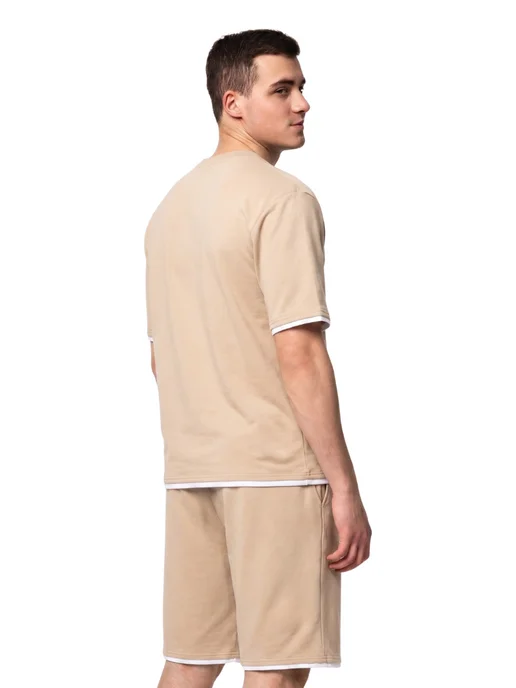 ALINAA-SHOP Костюм спортивный летний футболка и шорты, бежевый, фото 4