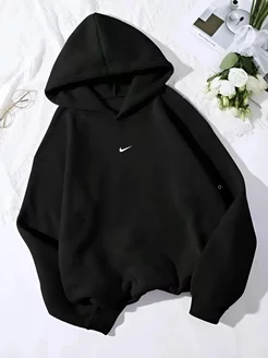 Худи черный оверсайз с капюшоном толстовка с начесом Nike 203539597 купить за 1 861 ₽ в интернет-магазине Wildberries