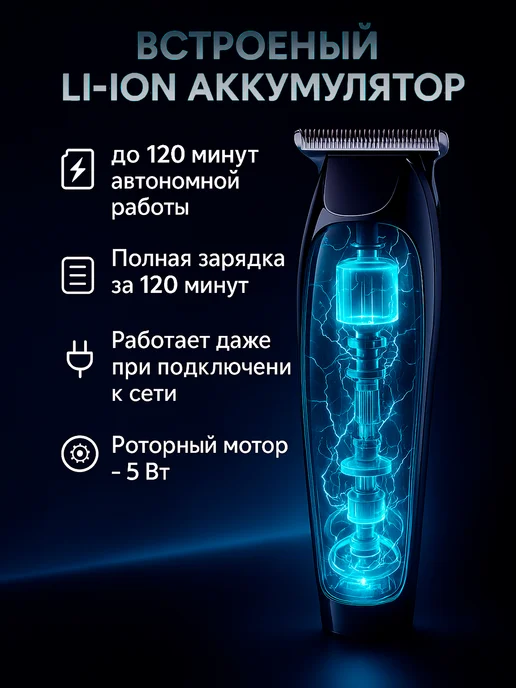 VGR Триммер для бороды бритья, черный, фото 3