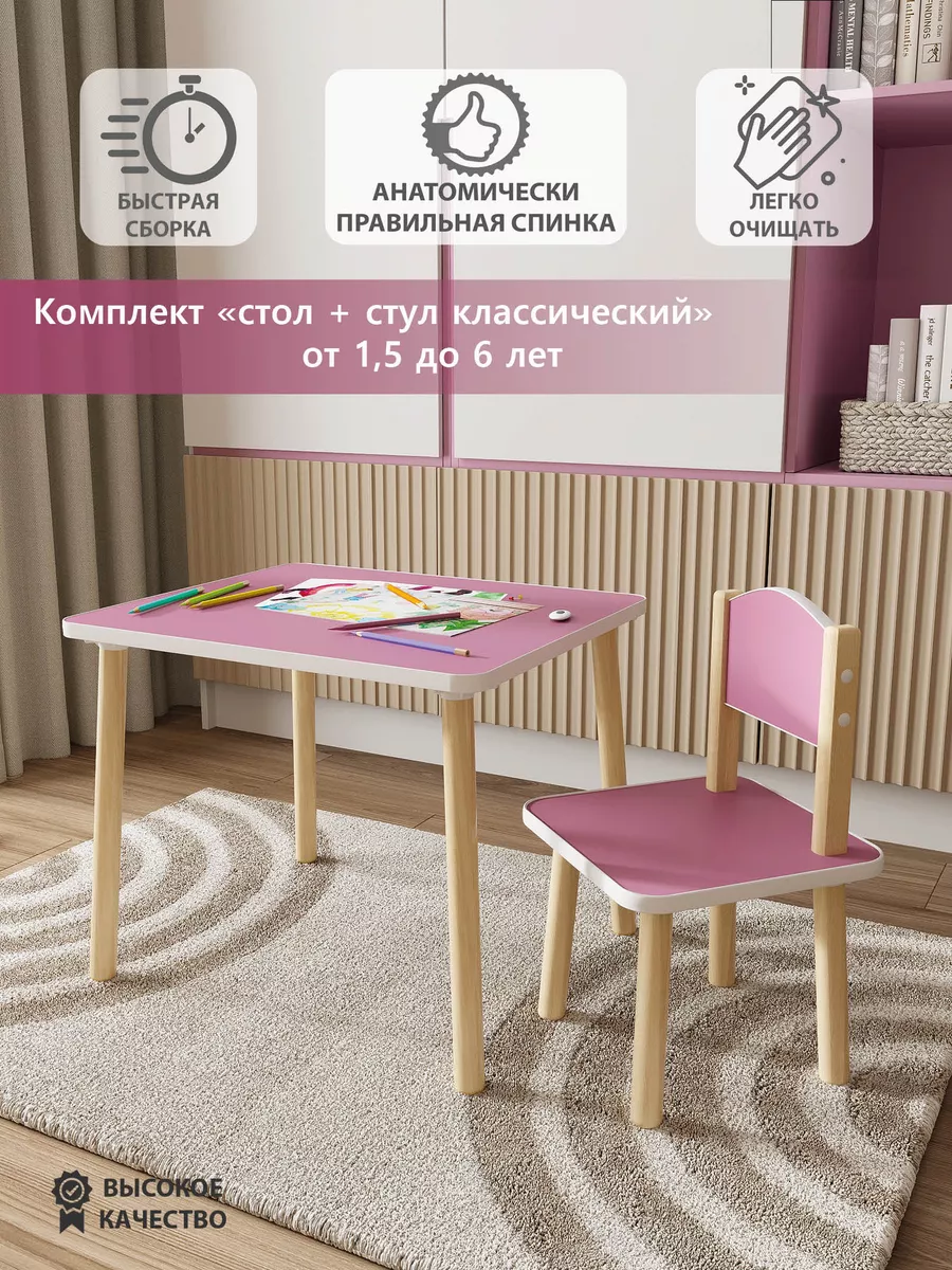 Комплект детский стол и стул "Классический"