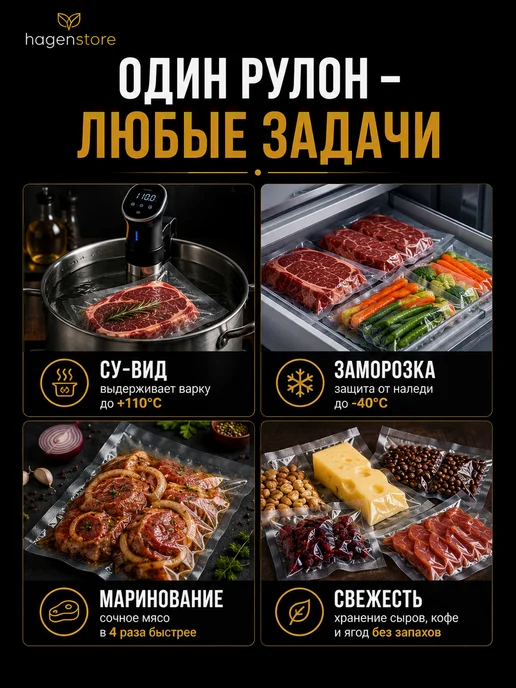 Henstore Вакуумные пакеты 32х1500 см для вакууматора рифленые, вариант, фото 4