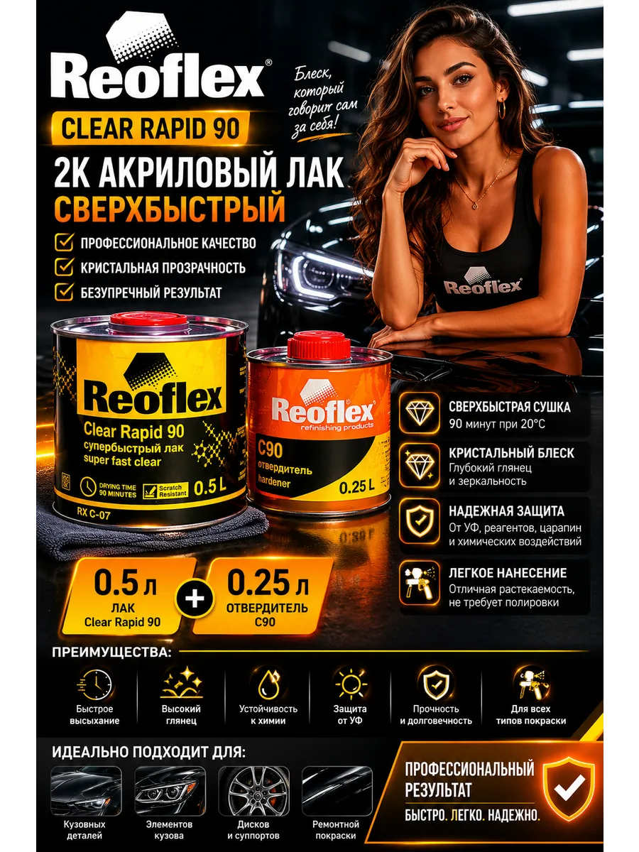 Супер быстрый акриловый лак 2+1 UHS (0,5л+0,25л)