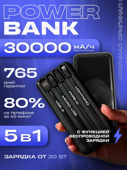 Promico Повербанк, power bank 30000 Мач, портативный аккумулятор