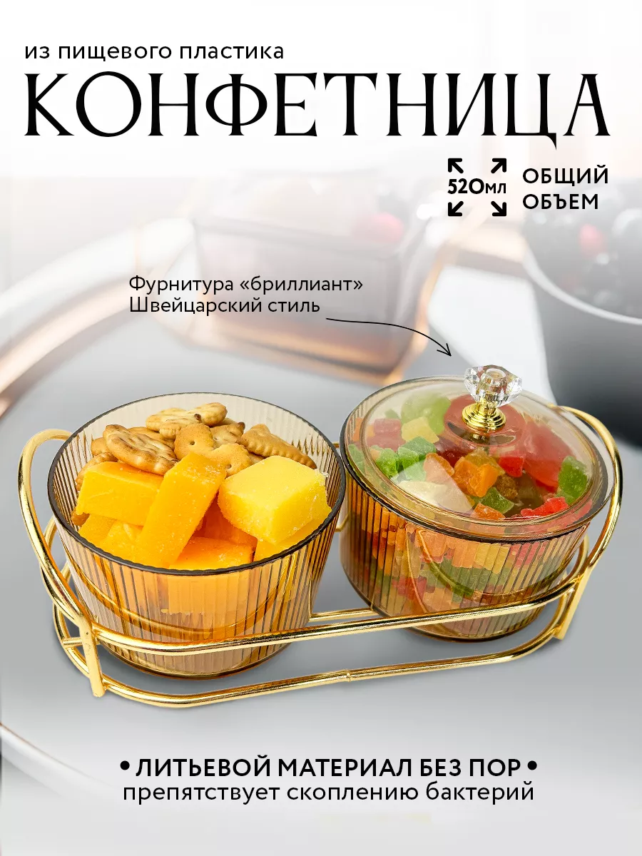 Конфетница круглая с крышкой и подставкой
