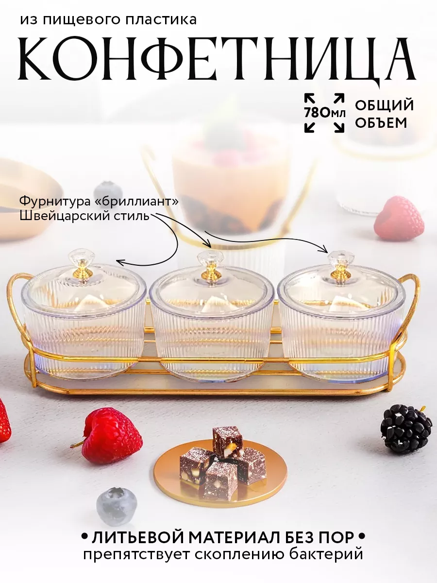 Конфетница круглая с крышкой и подставкой