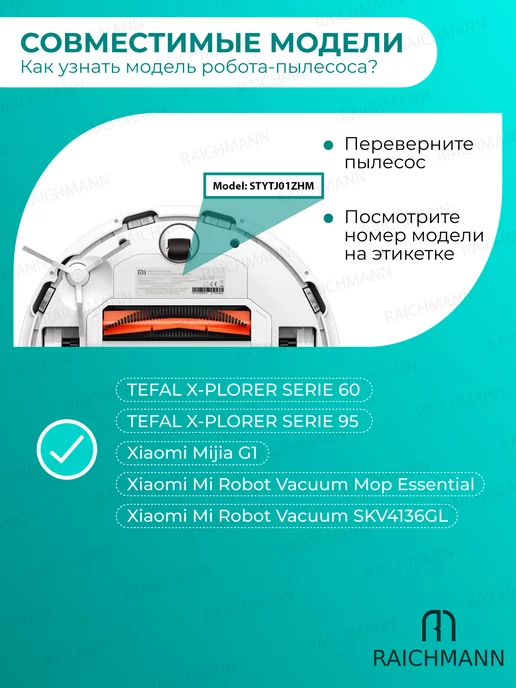 RAICHMANN Боковые щетки для робот-пылесоса TEFAL 60, 95 - 2 шт, 2 шт, фото 2