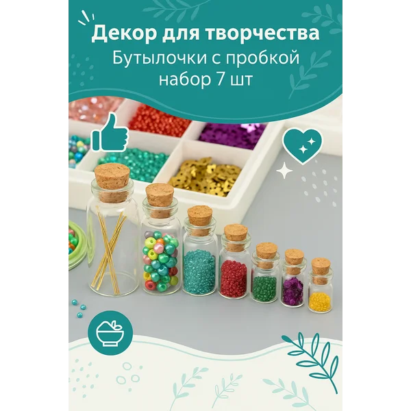 Декор «Бутылочки с пробкой» набор 7 шт