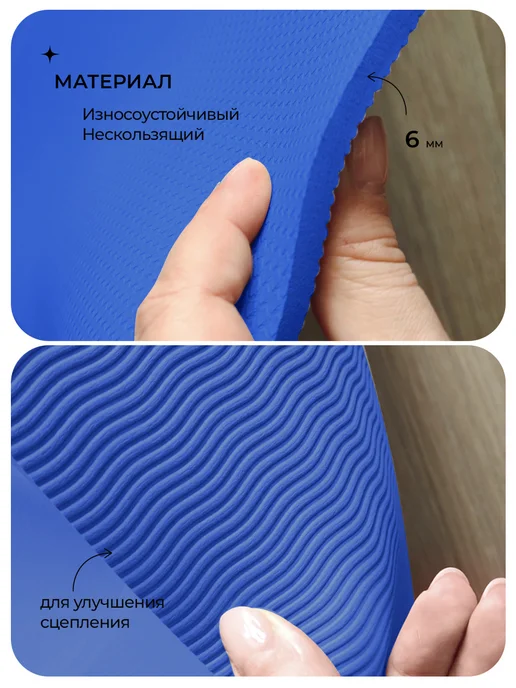 PROIRON, коврик для фитнеса, йоги, нескользящий, складной, TPE, синий, фото 3