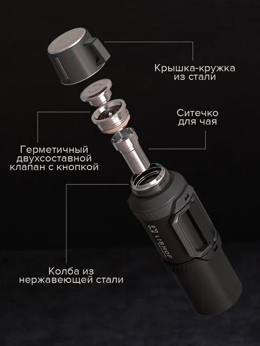 Libhof Термос большой для чая TC-2300 black, черный, фото 3