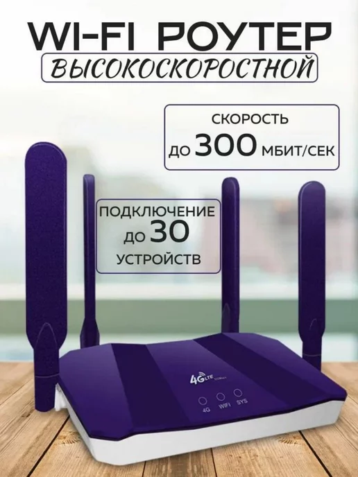 RUUSA Роутер wi fi 4g с поддержкой сим карты 4 антенны