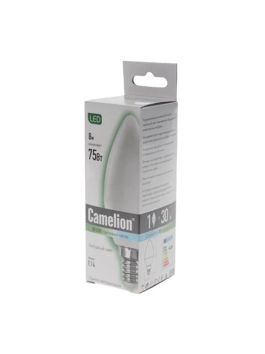 CAMELION Лампа светодиодная E14 С35 8W (75W) 220V холодный BasicPowe, 8 Вт, 75 Вт, фото 2