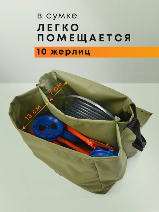 ИП Рыхлицкий А. А. Сумка для рыбалки рыболовная под снасти для жерлиц, зеленый, фото 2