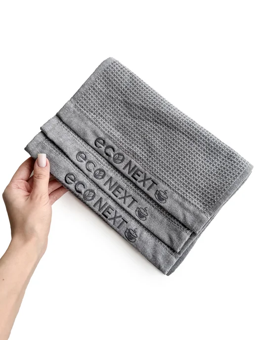 ECONEXT microfiber Вафельное Кухонное полотенце премиум, серый, 3 шт, фото 7