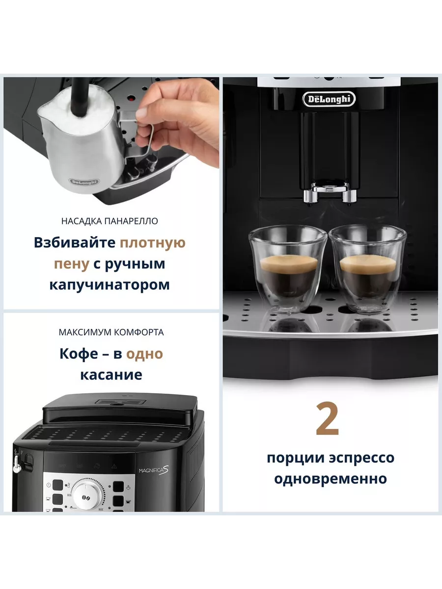 Кофемашина Magnifica S ECAM21.117.B с ручным капучинатором Delonghi  204181178 купить в интернет-магазине Wildberries