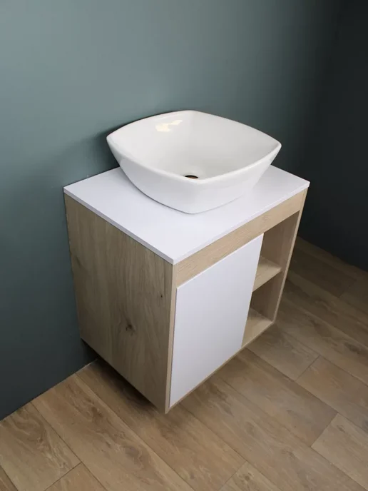 Teymi Тумба подвесная с раковиной для ванной 60 Kati 43 F03437, белый, фото 4