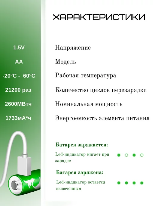 Homa Doma Батарейки аккумуляторные АА пальчиковые, вариант, фото 2