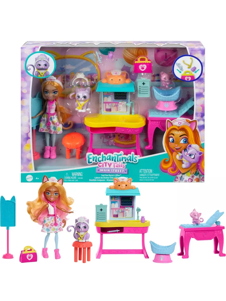 Игровые наборы Enchantimals Клиника кошечки Карлин HLH22 Mattel 204286883  купить за 4 471 ₽ в интернет-магазине Wildberries