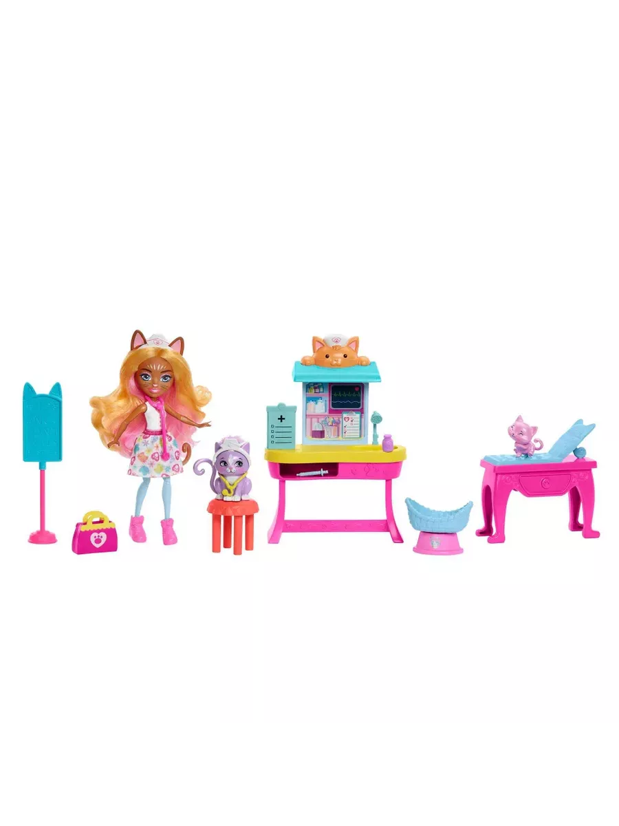 Игровые наборы Enchantimals Клиника кошечки Карлин HLH22 Mattel 204286883  купить за 4 471 ₽ в интернет-магазине Wildberries