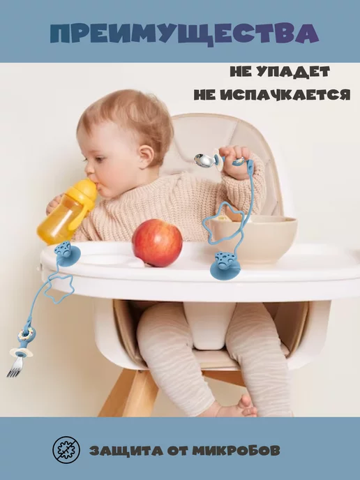 Набор детской посуды, голубой, фото 2