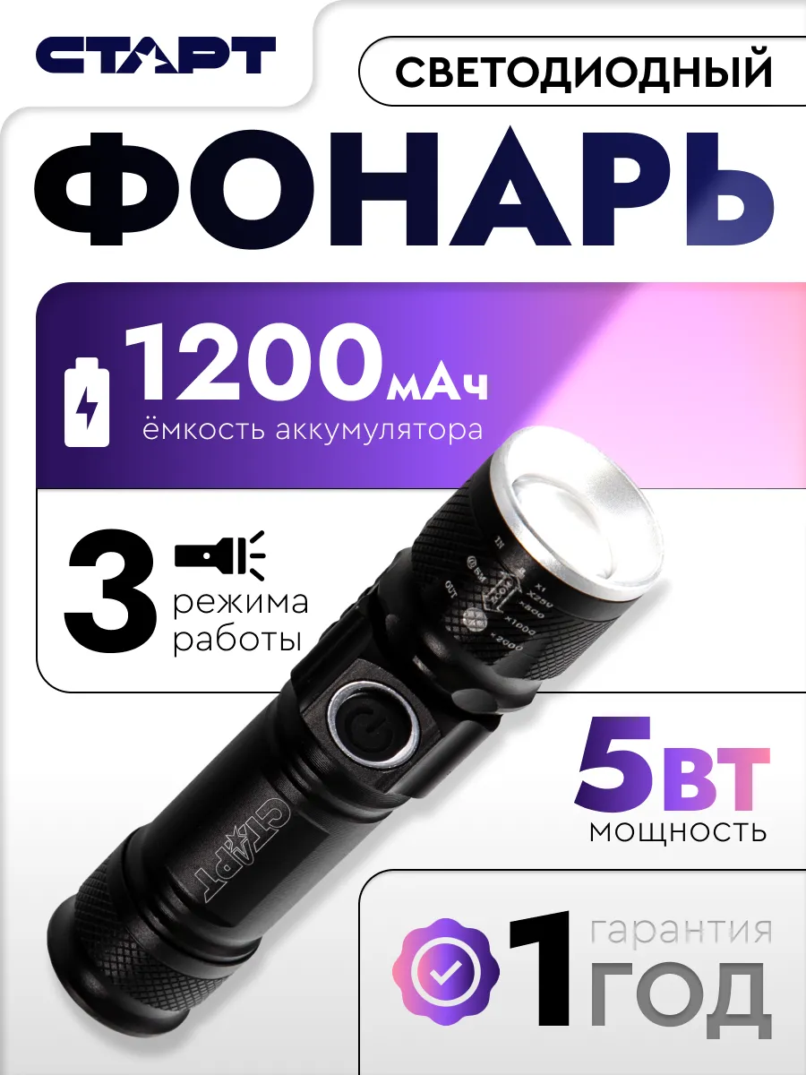 Фонарик ручной светодиодный