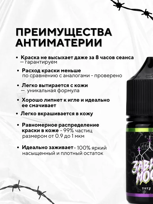 ЗАВИСИМОСТЬ ТАТУ ИНК Краска для тату черная универсальная Антиматерия 30 мл, 30 мл, фото 5