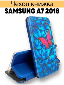 Чехол с принтом на samsung A7 2018 книжка самсунг А7 2018 X-CASE 204543153 купить за 698 ₽ в интернет-магазине Wildberries