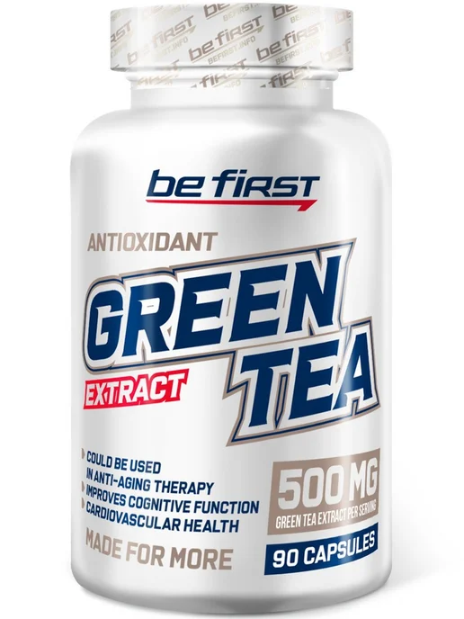 Be First Зеленый чай экстракт бад Green Tea антиоксидант 90 капсул, зеленый