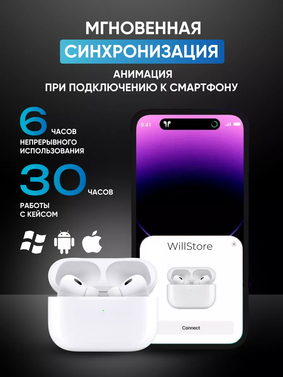 Наушники беспроводные Pro 2 Premium NEW-2024 iPhone-Android willstore  204565643 купить за 2 471 ₽ в интернет-магазине Wildberries